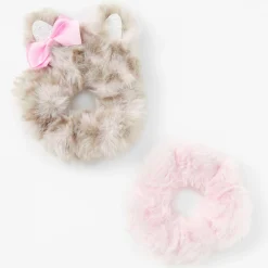 Chouchous oreilles de chat de taille moyenne Claire's Club - Rose, lot de 2