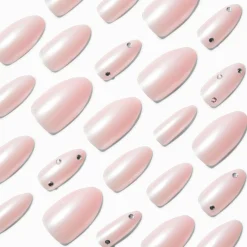 Chrome Gem Stiletto Vegan Faux Nail Set - 24 Pack