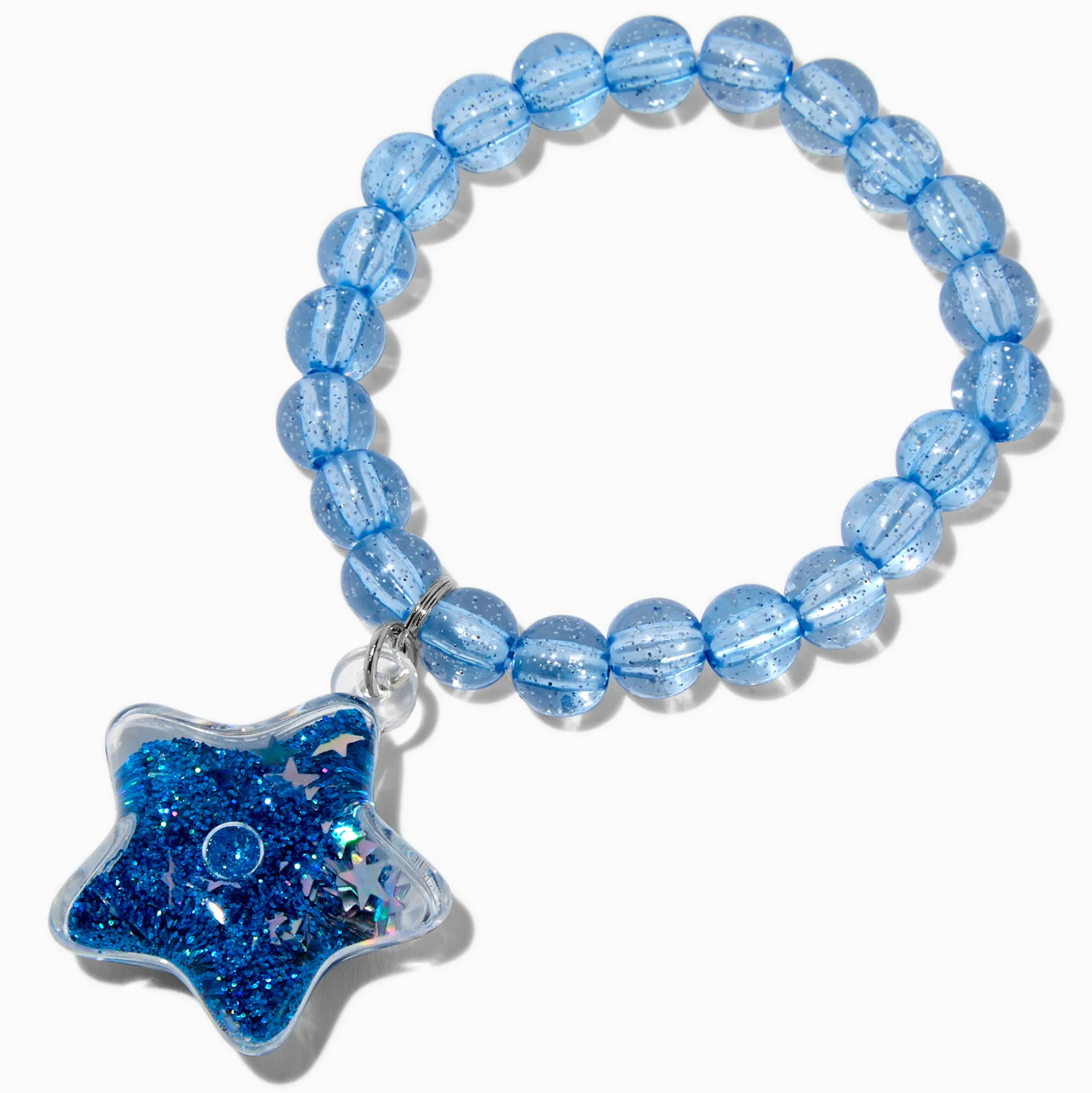 Claire's Club Blue Liquid-Filled Glitter Star Stretch Bracelet