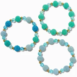 Claire's Club Green & Blue Textured Beaded Stretch Bracelets - 3 Pack