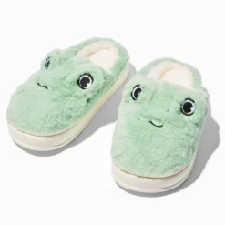 Claire's Club Green Frog Plush Slippers