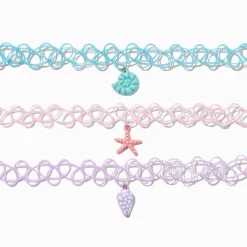 Claire's Club Pastel Beach Tattoo Choker Necklaces - 3 Pack