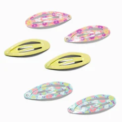 Claire's Club Pastel Flower Print Snap Hair Clips - 6 Pack