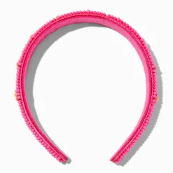 Claire's Club Pink Beaded Daisy Headband