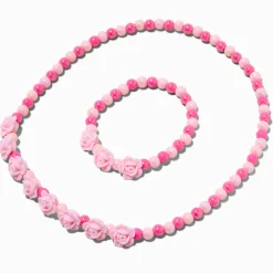 Claire's Club Pink Rose Beaded Jewellery Set - 2 Pack