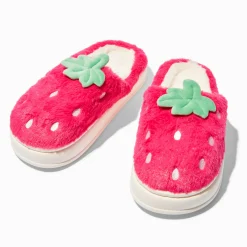 Claire's Club Pink Strawberry Plush Slippers