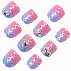 Claire's Club Purple Mermaid Press On Vegan Faux Nail Set - 10 Pack