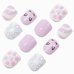 Claire's Club Purple Unicorn Press On Vegan Faux Nail Set - 10 Pack