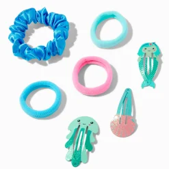 Claire's Club Sea Icons Mixed Hair Ties & Snap Clips - 7 Pack