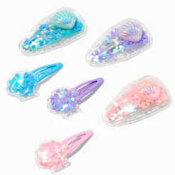 Claire's Club Seashell Shaker Snap Hair Clips - 6 Pack