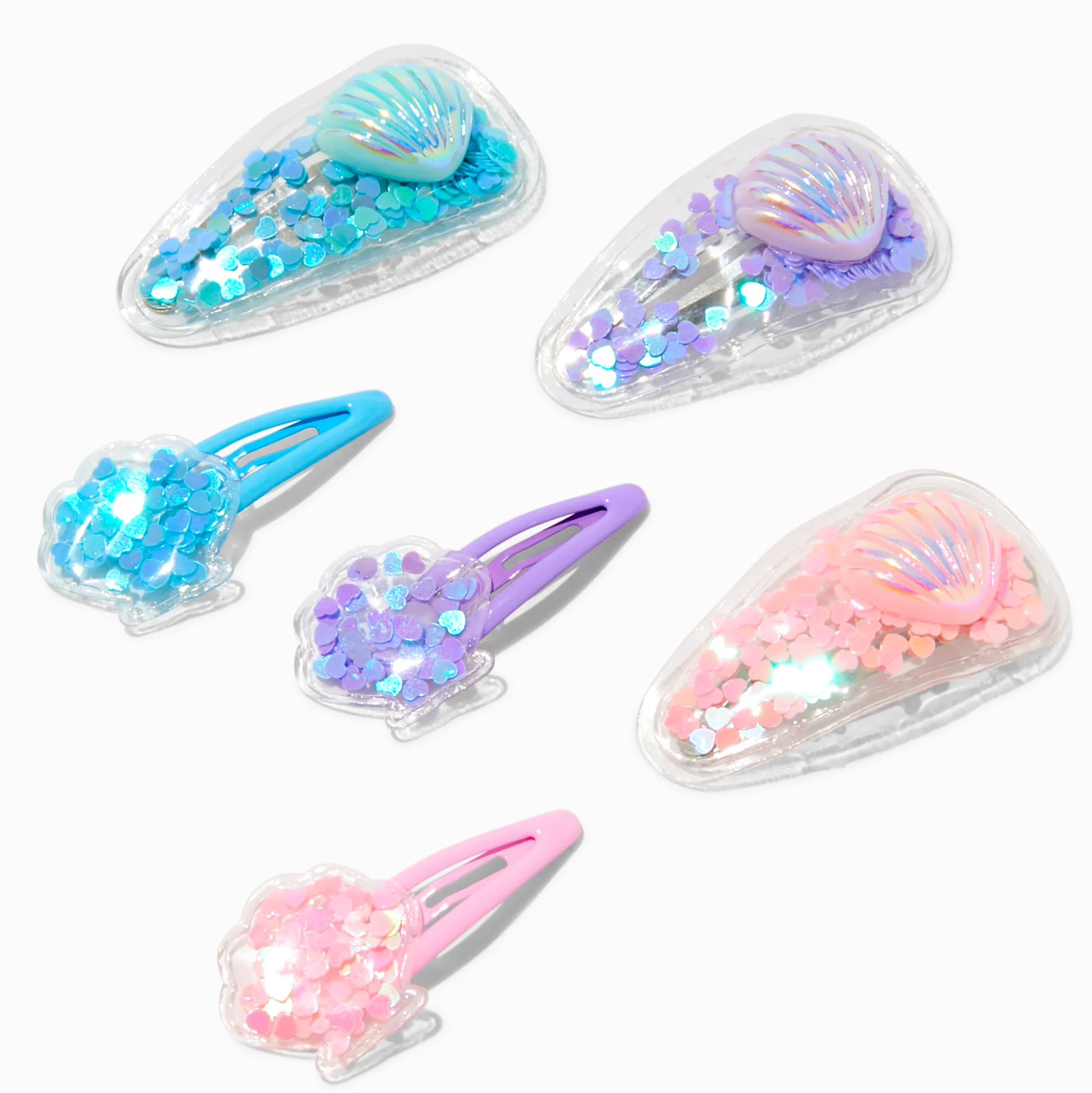 Claire's Club Seashell Shaker Snap Hair Clips - 6 Pack