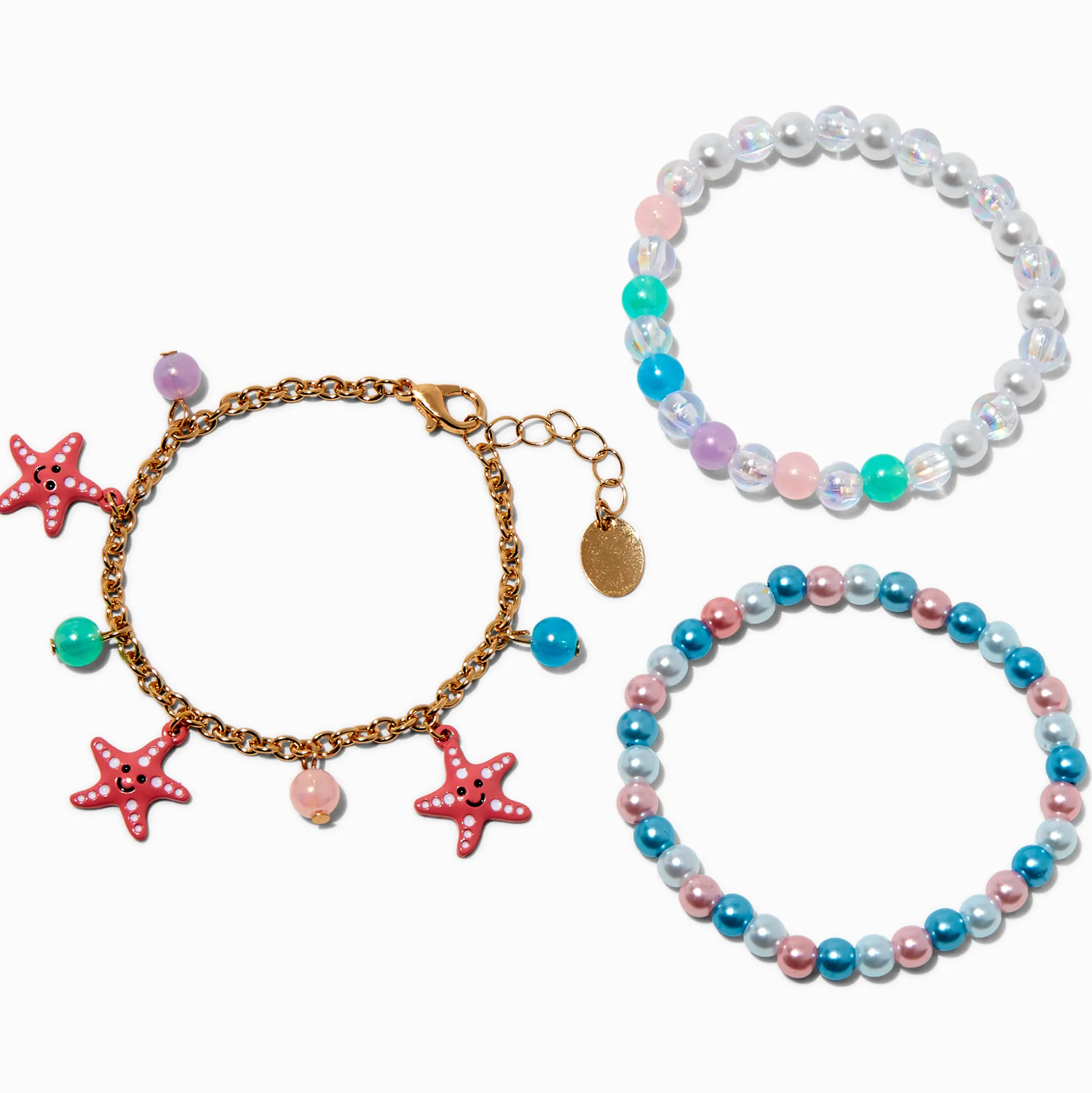 Claire's Club Starfish Charm & Beaded Bracelet Set - 3 Pack
