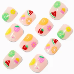 Claire's Club Summer Fruit Press On Vegan Faux Nail Set - 10 Pack