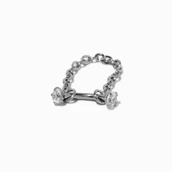 Clou de nez pour piercing septum 1,2 mm chaîne de strass en acier inoxydable couleur argentée
