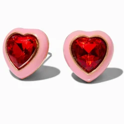 Clous cœurs rouges en strass