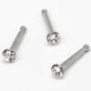 Clous de nez avec strass 0,8 mm couleur argentée - Lot de 3