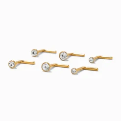 Clous de nez 1,0 mm à tailles progressives en titane couleur dorée - Lot de 6