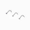 Clous de nez 0,8 mm avec strass en titane couleur argentée - Lot de 3