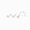 Clous de nez 0,6 mm avec zircon cubique couleur argentée - Lot de 3