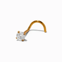 Clous de nez 0,8 mm non filetés avec zircon cubique en acier inoxydable couleur dorée