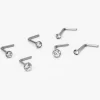 Clous de piercing de nez 0,8 mm de différentes tailles couleur titanée - Lot de 6