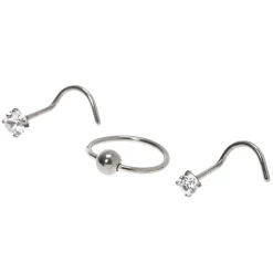 Clous de piercing de nez 20 g couleur titanée - Lot de 3
