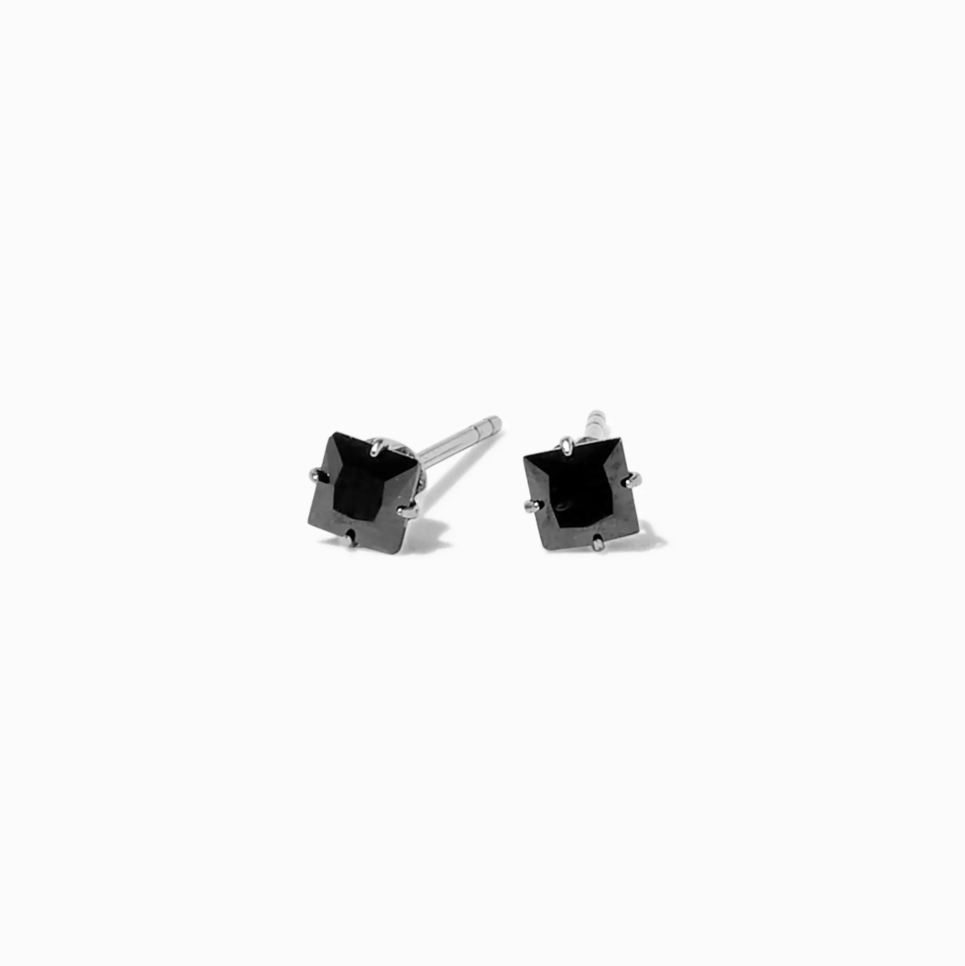 Clous d’oreille carrés 4 mm en zircon cubique noirs en titane - Collection C Luxe