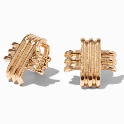 Clous d’oreilles à clip croisillons couleur dorée