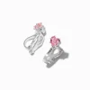 Clous d’oreilles à clip en zircon cubique cœur rose