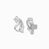 Clous d’oreilles à clip ronds avec strass en zircon cubique d’imitation couleur argentée - 5 mm
