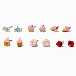 Clous d’oreilles bonbons pailletés - Lot de 6