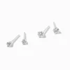 Clous d’oreilles cupcake ronds de tailles différentes en zircon cubique et argent - Lot de 2