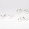 Clous d’oreilles de différentes tailles en perles d’imitation 6 mm, 7 mm, 8 mm - Ivoire, lot de 3