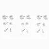 Clous d’oreilles de différentes tailles avec perles d'imitation blancs - Lot de 9