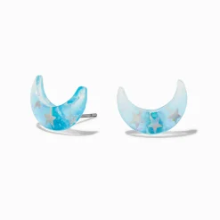 Clous d’oreilles demi-lune bleus