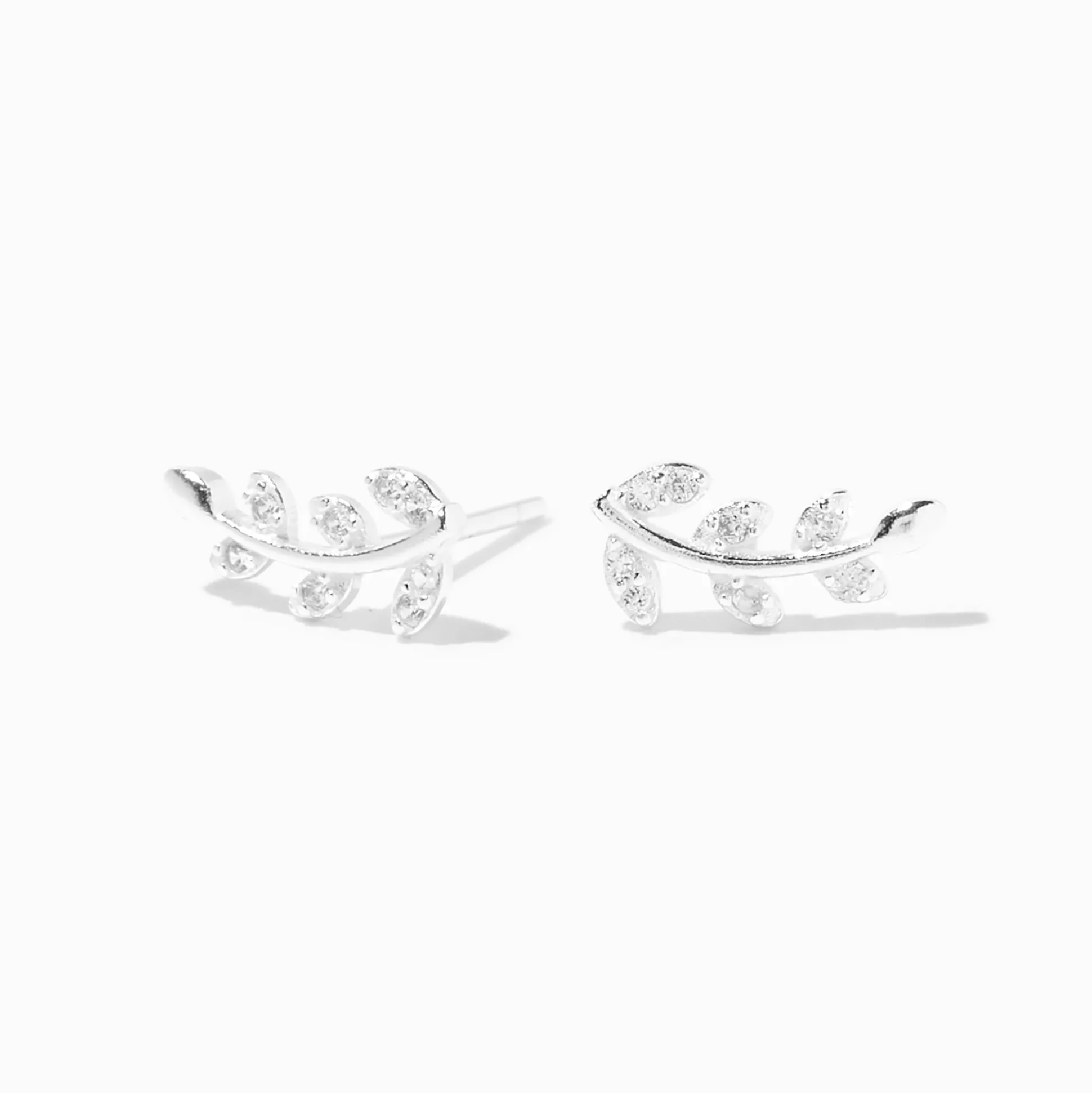 Clous d’oreilles en forme de feuille en zircon cubique et argent C LUXE by Claire’s