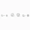 Clous d’oreilles en zircon cubique d'imitation style halo couleur argentée - Lot de 3