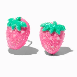 Clous d’oreilles fraises à paillettes