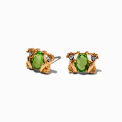Clous d’oreilles grenouille avec strass verts