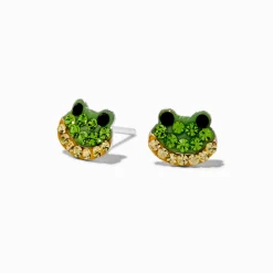 Clous d’oreilles grenouille avec strass couleur argentée C LUXE by Claire’s