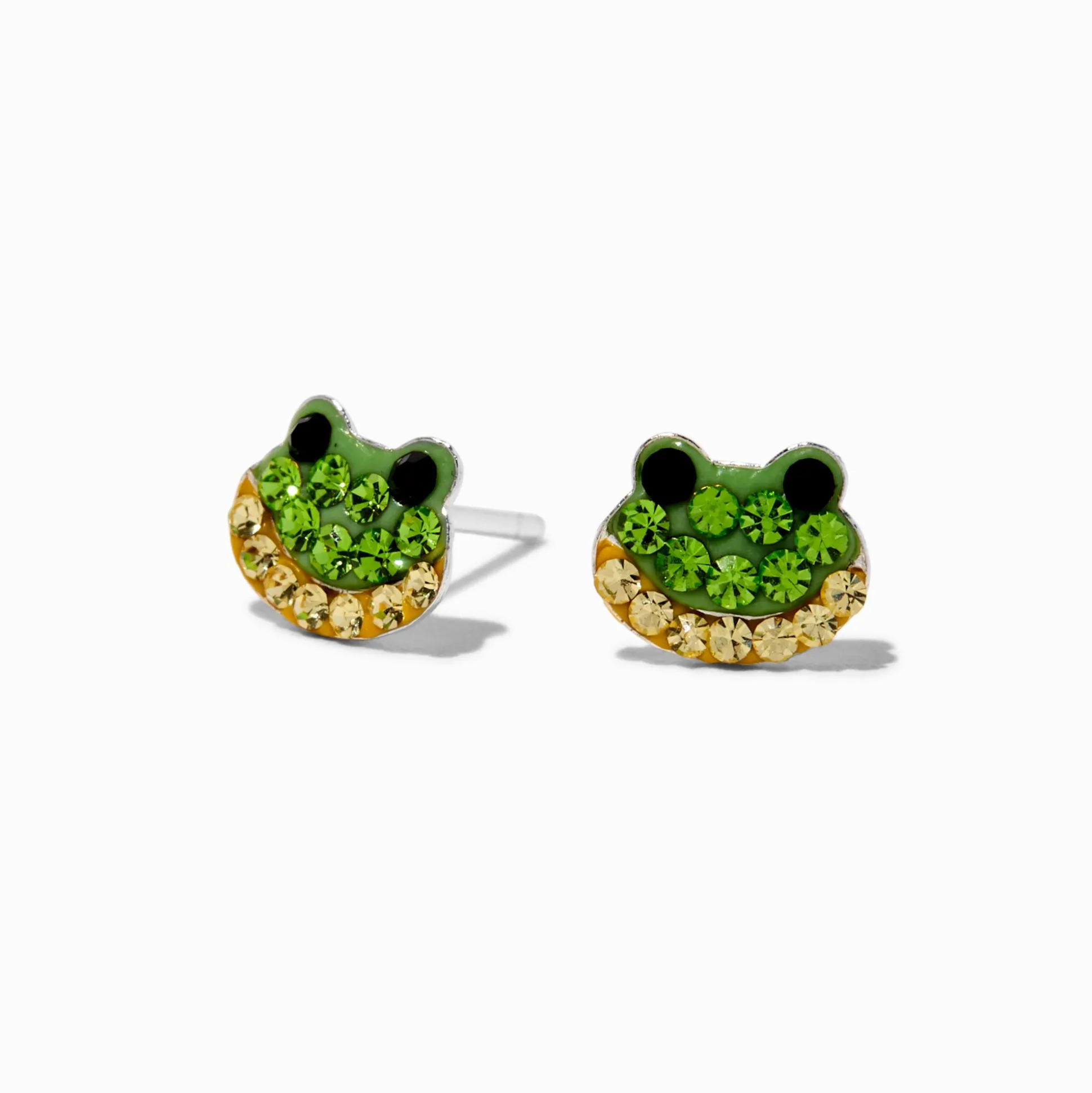 Clous d’oreilles grenouille avec strass couleur argentée C LUXE by Claire’s