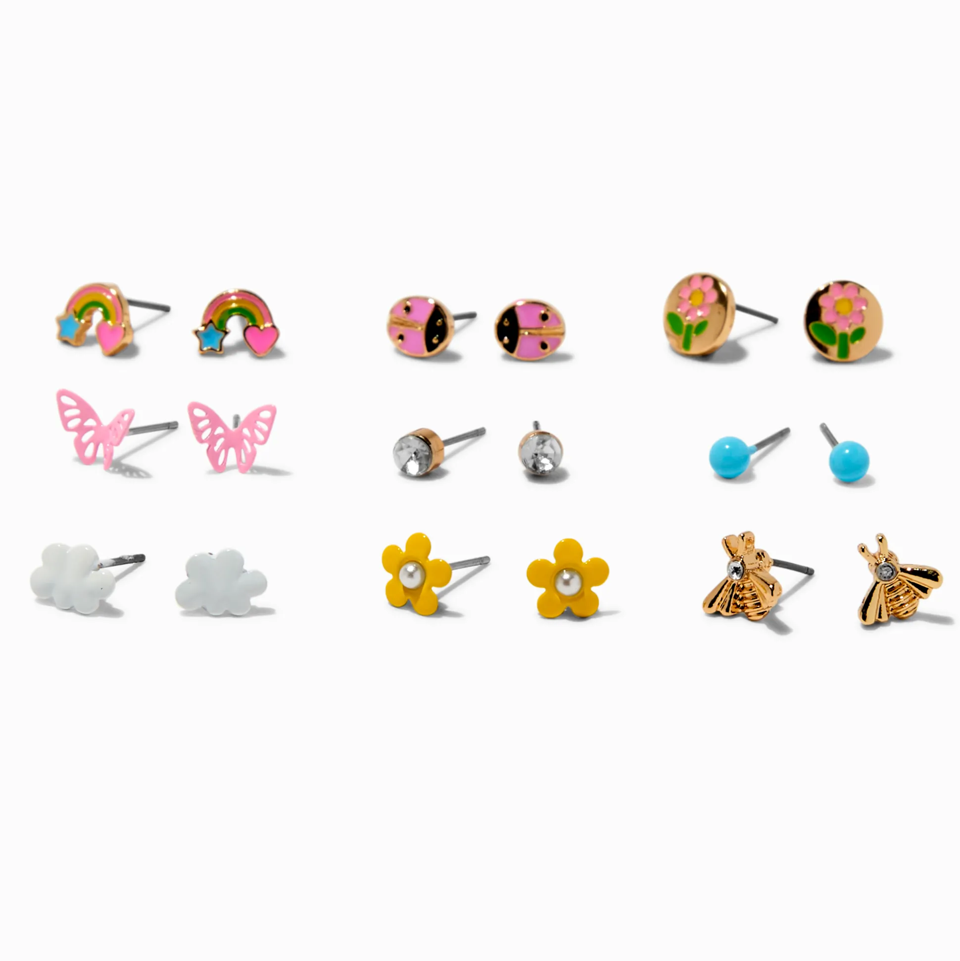 Clous d’oreilles jour de pluie printanier - Lot de 9