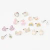 Clous d’oreilles licorne couleur argentée - Lot de 9