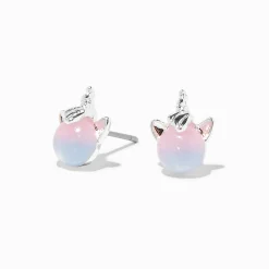 Clous d’oreilles licorne phosphorescents bleus et roses