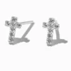 Clous d’oreilles mini croix en zircon cubique couleur argentée C LUXE by Claire’s