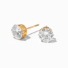 Clous d’oreilles 8 mm serti cupcake en zircon cubique et titane couleur dorée - Collection C Luxe