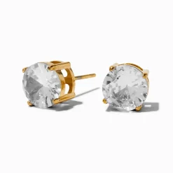 Clous d’oreilles panier en zircon cubique 8 mm acier inoxydable couleur dorée