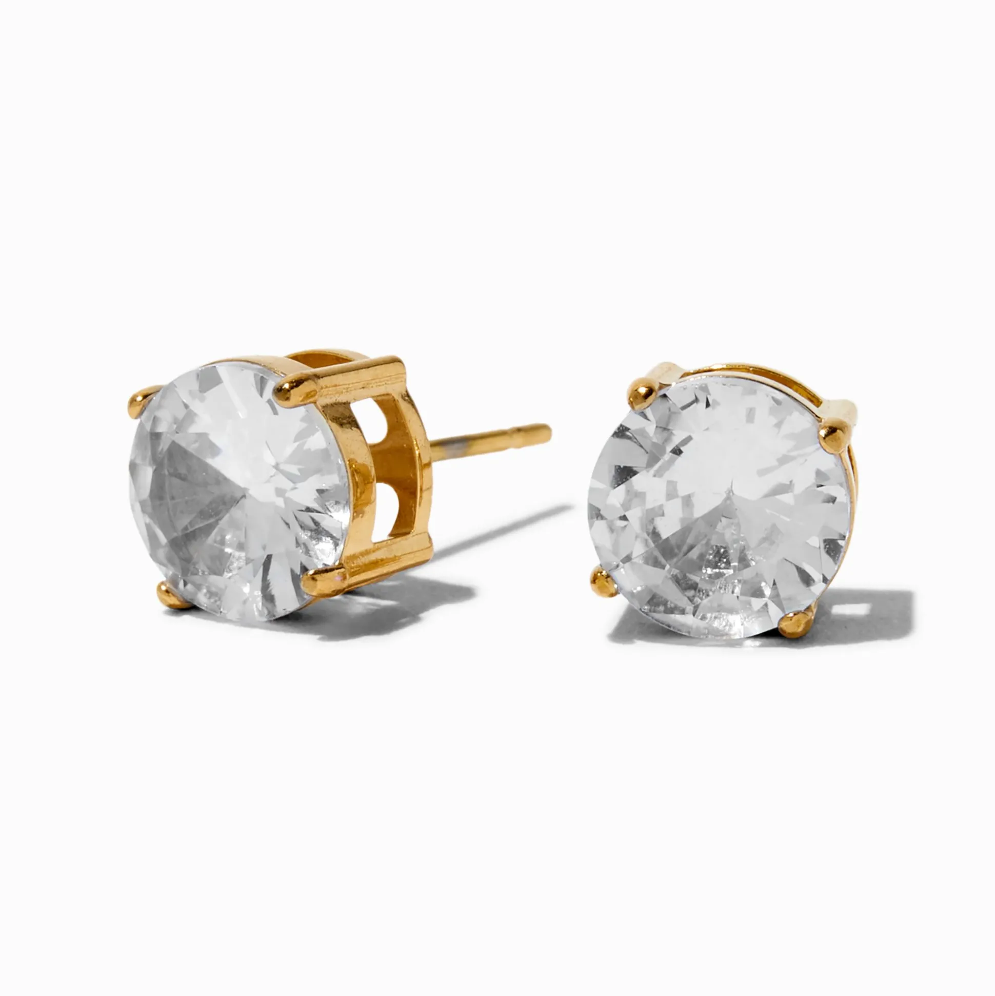 Clous d’oreilles panier en zircon cubique 8 mm acier inoxydable couleur dorée