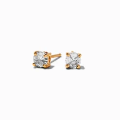 Clous d’oreilles panier ronds de 4 mm en zircon cubique couleur dorée C LUXE by Claire’s