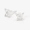 Clous d’oreilles papillon en argent et zircon cubique